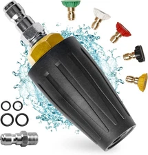 Rotating Pressure Washer with 5 Nozzle Tips for Concrete Driveway Vinyl Surfaces