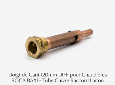 Handschuhfinger 120mm DIFF für ROCA BAXI Kessel - Kupferrohr Fitting Messing