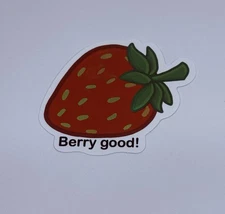 Cute Strawberry Sticker “Berry Good” Inspirational Kids Journal Decal Art Tc9