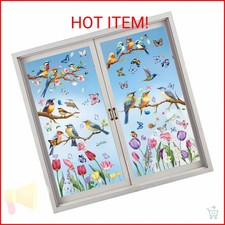 Vibrant Spring  Summer Window Clings - 78 PCS of Butterfly, Tree Branch Humming