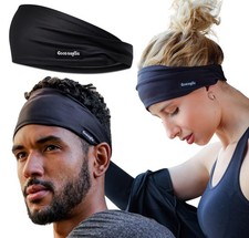 Good Bands Sweat Headband for Men and Women, Non Slip Single, Black