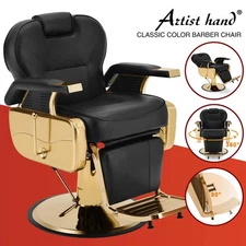 Black+Gold All Purpose Recline Hydraulic Barber Chair HeavyDuty Salon Beauty Spa