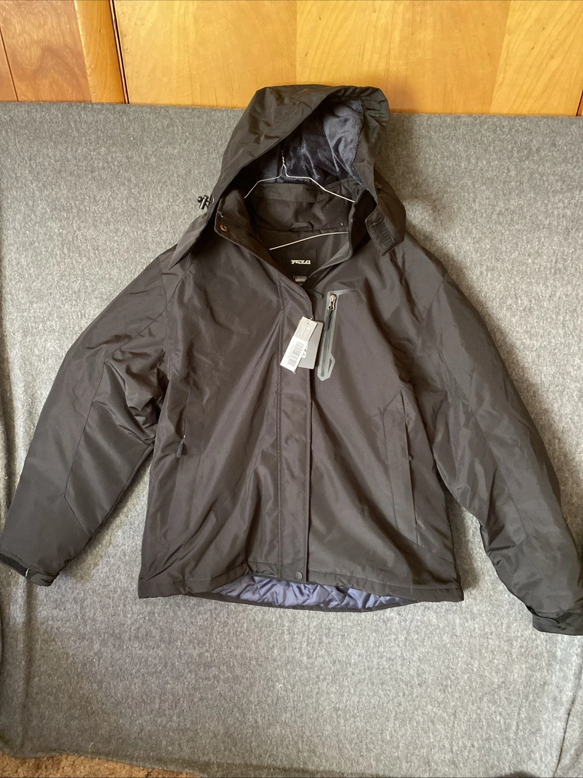TSLA Men's Black Winter Waterproof Warm Insulated Hooded Ski Jacket sz XL NWT