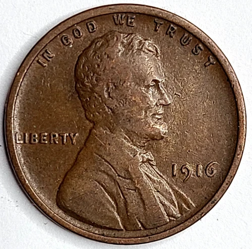 1916 P Lincoln Wheat Cent Good - Very Good (G-VG) Copper Average Circulated 1c