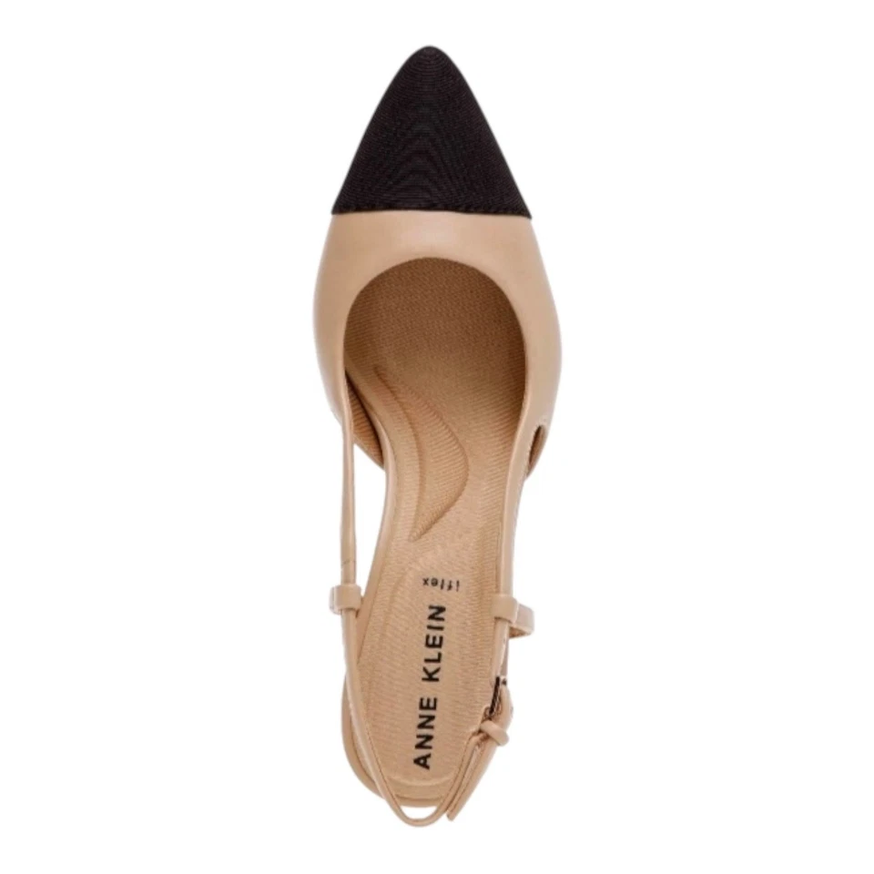 Anne Klein Women's Brooklyn Block Heel Slingback Dress Pumps Nude Black Size 6 - Image 3 of 3