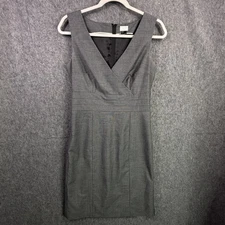 H&M Women's Gray Sleeveless V-Neck Pencil Dress Size 8 Modern Classic