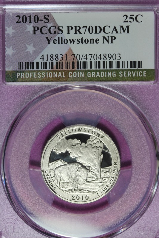 2010 S PCGS PR70DCAM YELLOWSTONE NATIONAL PARK WASHINGTON QUARTER #B52316