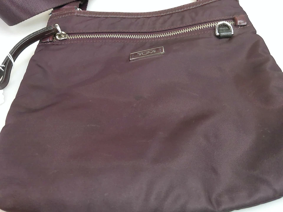 TUMI Voyageur Small Crossbody Bag Plum Purple Nylon Leather Trim Travel Purse - Image 2 of 4