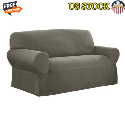 Stretch Loveseat Slipcover Non-Slip Pet-Friendly Easy Install Textured Fabric US
