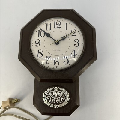 VTG Westclox By Tally 60 s Wall Clock Plastic Brown