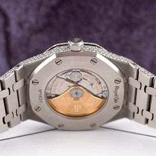 Audemars Piguet Royal Oak 41mm Mens Steel Watch Iced Out 25ct Diamonds 15400ST 10