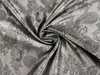 Paisley Jacquard Satin Futter Stoff Ash Grau