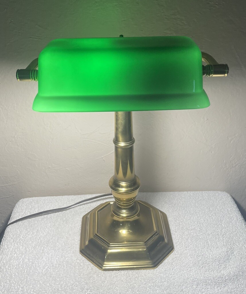 Jade Green Glass Bankers Bright Lamp Cover Bankers Lamp Glass Shade Cased Replac
