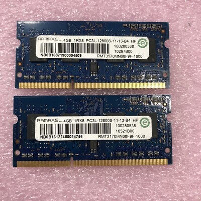 Ramaxel 8GB Kit 2x4GB 1Rx8 PC3L-12800S-11-13-B4 Laptop Memory