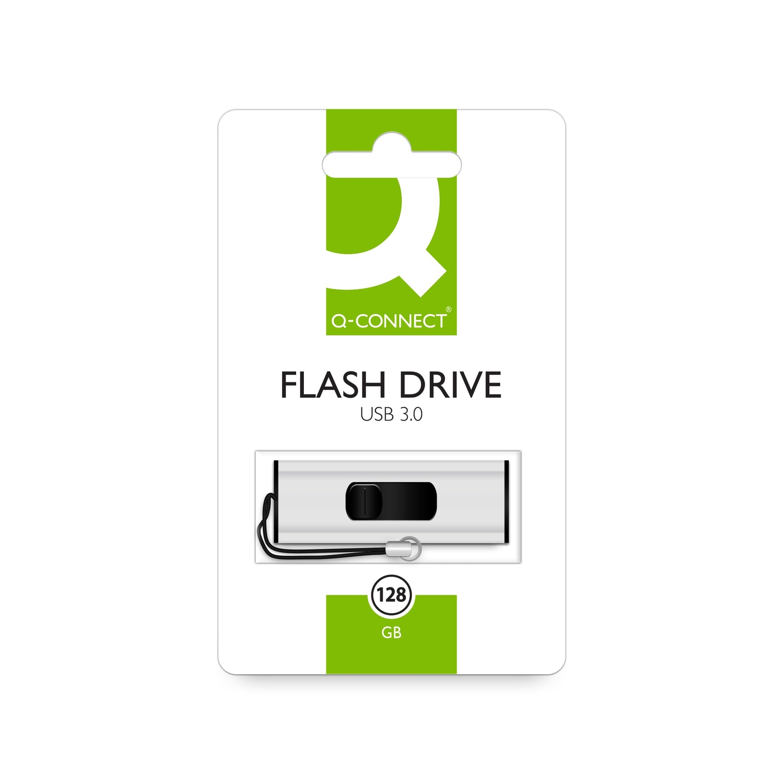 Q-Connect USB 3.0 Slider 128GB Flash Drive Silver/Black