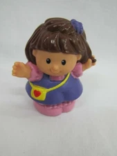Fisher Price Little People GIRL Sister Mom Hispanic PURPLE Dress Yellow PURSE 