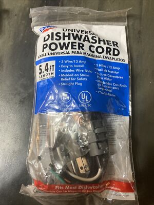 EZ-FLO Universal DISHWASHER Power Cord Cable 5.4 ft 3 Wire/ 13 AMP 125/250V 2015