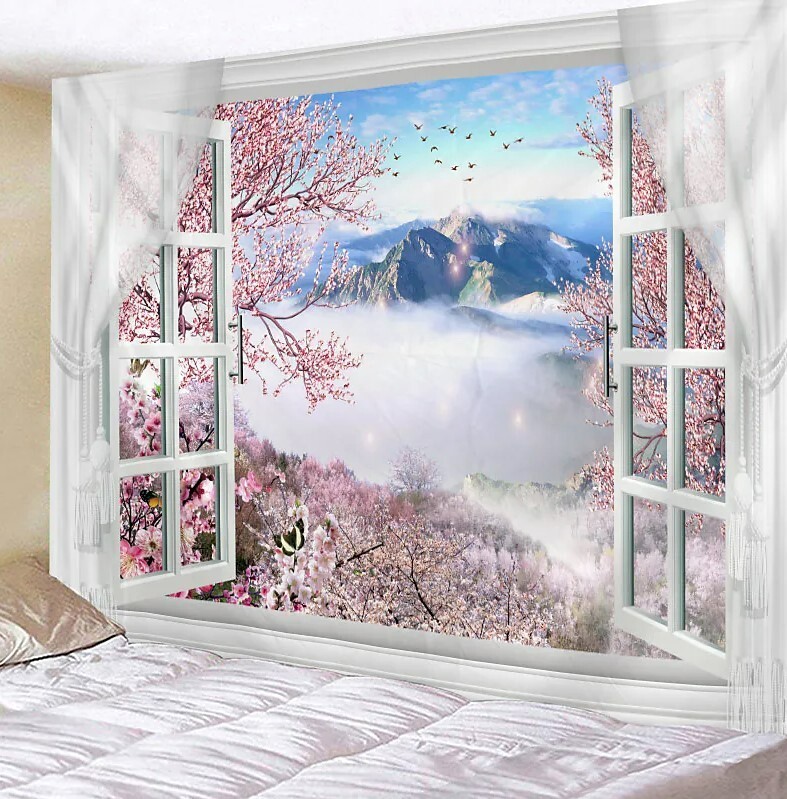Window Tapestry Tapestry Cherry Blossom Cherry Blossom Large Wall