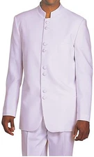 New Men's 2 Pc Mandarin Collar/ Nehru Church Pastor Suit Solid Color Style 5905