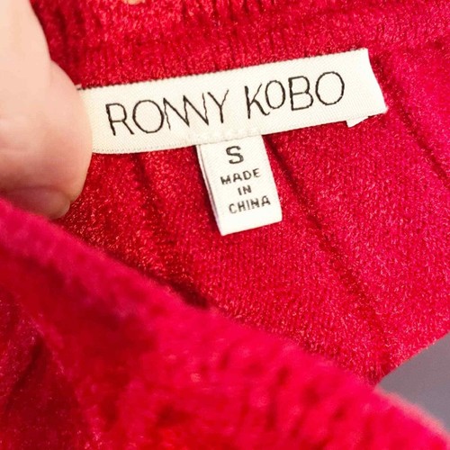 Ronny Kobo Karin Chenille Raised Fit and Flare Short Row Dress Red Size Small - Picture 6 of 9