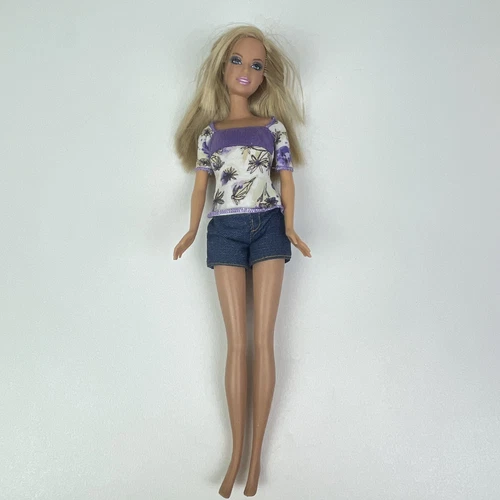 Mattel VTG 1990s Barbie With Authentic Jeans Fashion Denim Blue White Outfit