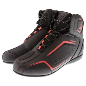 Dainese Raptors D-WP Motorcycle Shoes Black Black Fluo Red