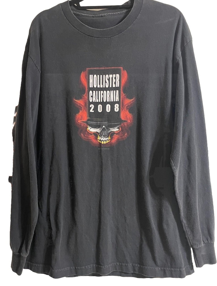 トップス 2008 rare CavariA Skull Poem Long Sleeve Rare Y2K 2008 Hollister California Long Sleeve Biker Tshirt Size