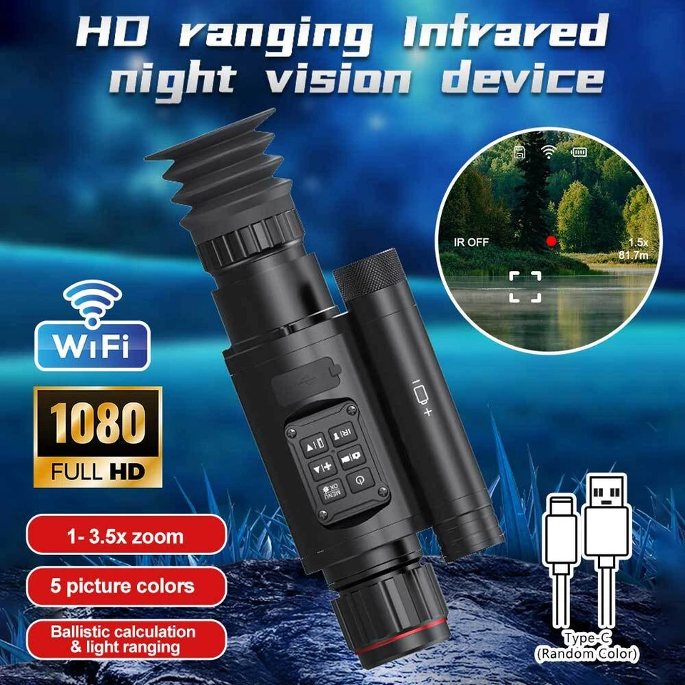 Wifi Night Vision Rifle Scope IR 940nm 3.5X Zoom Scope With Ballistic Calculator - Image 2 of 4