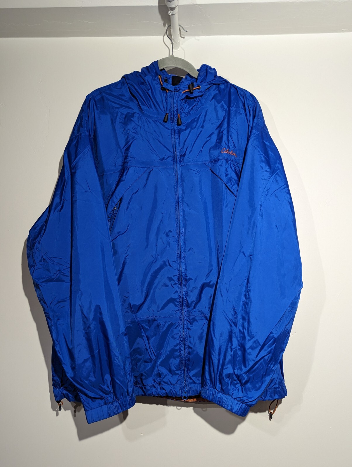 Cabela's Packable Hooded Nylon Rain Coat Blue Men's S… Gem