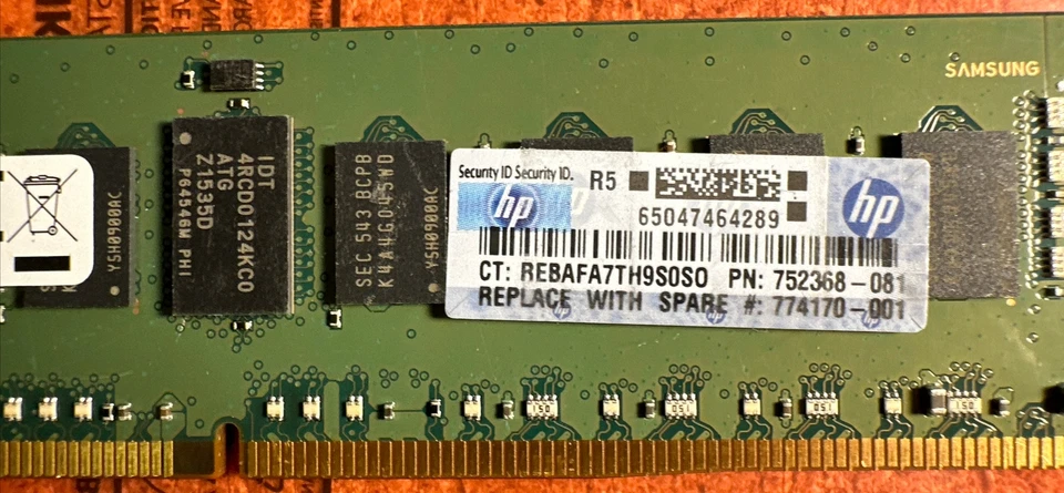 HPE 752368-081 8gb (1x8gb) 2133mhz Pc4-17000 Cas-15 Ecc Registered Single Rank - Image 2 of 3