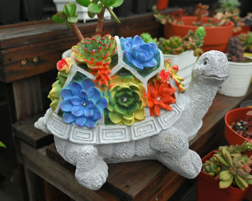 Garden Turtle Figurines Outdoor Statues with 7 Solar Led Lights Lawn Decor Patio - Picture 6 of 8