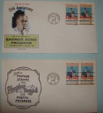 TWO (2) FDC #1320a TAGGED Combo Fluegel & Boerger 1966 DC Savings Bonds   