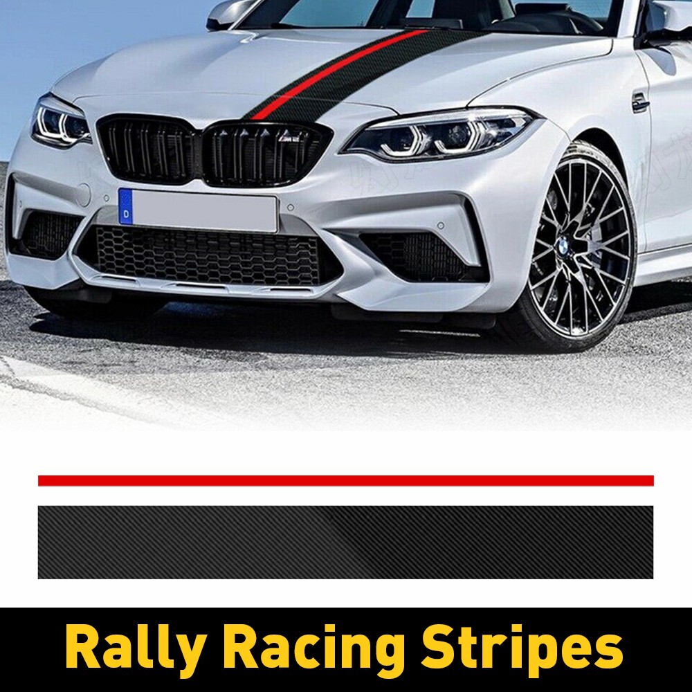 Car Rally 5D Stripes Racing Carbon Fiber Wrap Decal Sticker Front Hood Door Body