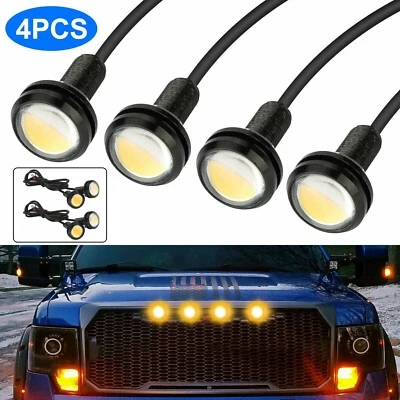 4pcs LED Amber Grille Lights Kit Universal For Ford Truck SUV SVT Raptor Style