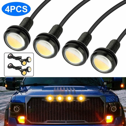 4x LED Amber Grille Lights Kit Universal For Ford Truck SUV SVT Raptor Style