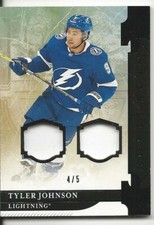 2019-20 Upper Deck Artifacts Tyler Johnson Black Dual Patch Card #99 Mint 4/5
