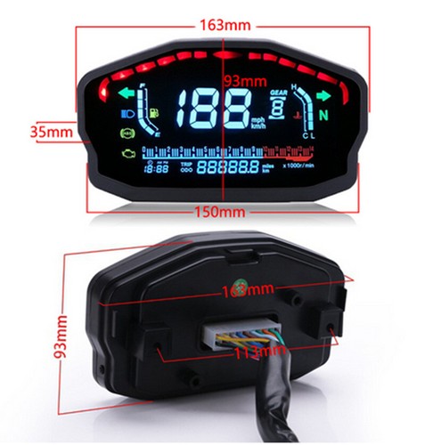 Moto Odometer Km/h MPH Tachometer Cafe Racer LCD Digital Motorcycle Speedometer - Picture 11 of 11