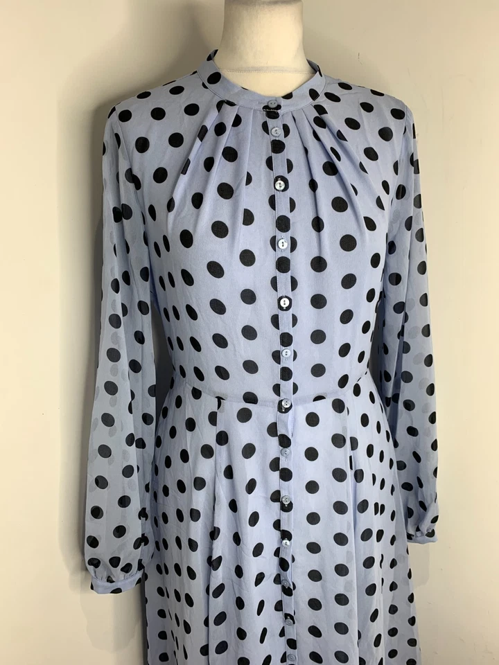 Vestido midi Somerset by Alice Temperley entallado y acampanado Reino Unido 8 en muy buena condición una línea azul lunado Foto 4 de 4