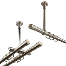 Gardinenstangen mit Deckenbefestigung Rohr aus Edelstahl, 20 mm, 1- und 2-läufig