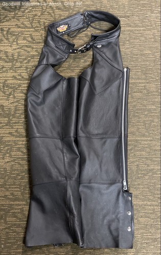 Vintage 90s Harley-Davidson Leather Motorcycle Biker Chaps Made USA Sz M