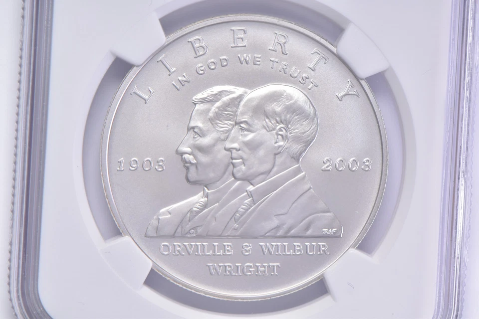 MS70 2003-P First Flight Commemorative Silver Dollar $1 NGC Brown Lbl *6479 - Image 3 of 4