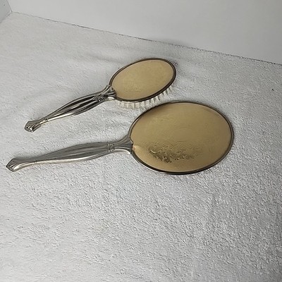 Vintage/Atique Ornate Vanity Set Hand Mirror and Brush.  2 Pieces