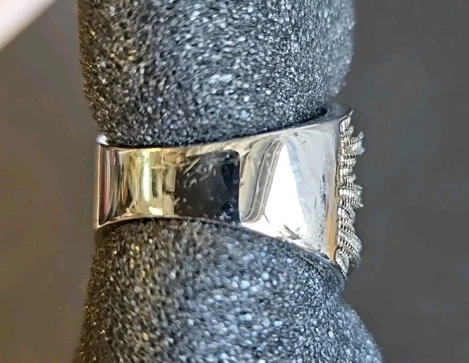 Nataliya V Collister NVC Tiered Silver Tone Cocktail Ring Faux Pearl Size 9.0 - Image 3 of 4