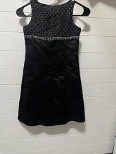 Vintage Jessica McClintock Girls Black Satin Holiday Dress Size 6X Made in USA