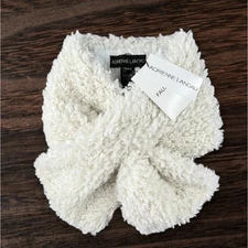 ADRIENNE LANDAU Pull Through Scarf Ivory Shaggy Faux Fur Sheepskin One Size NWT