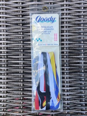 Vintage New 1989 NOS Goody 5 Grosgrain Hair Ribbons Colorfast 36  #9554 USA