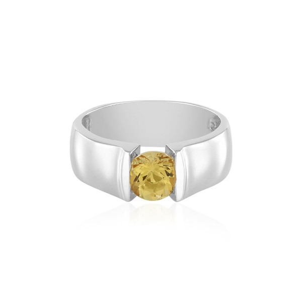 Cavill Ring Gelber Beryll 1,16Ct Rundschliff 925 Silber Damen Schmuck-image