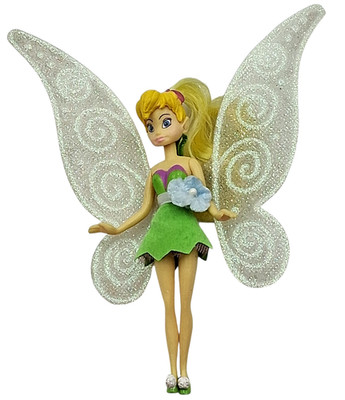 Disney Fairies Tinkerbell Pixie Dust Wings Green Dress Blonde Hair Flower Belt