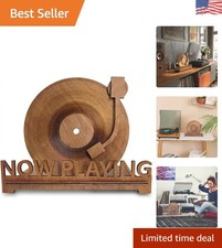Unique 3D Laser Vinyl Record Holder with Wooden Sleeves - Now Playing Display