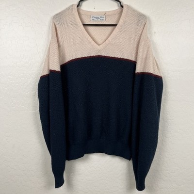 Vintage Christian Dior Monsieur V Neck Sweater Adult Large Acrylic Normcore USA